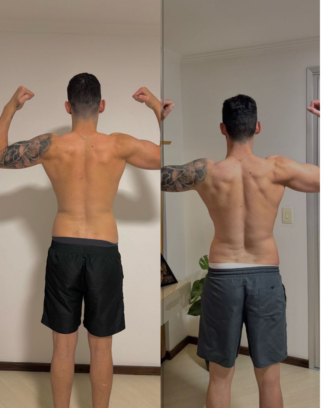 Transformação real de aluno, Costas, ganho de massa