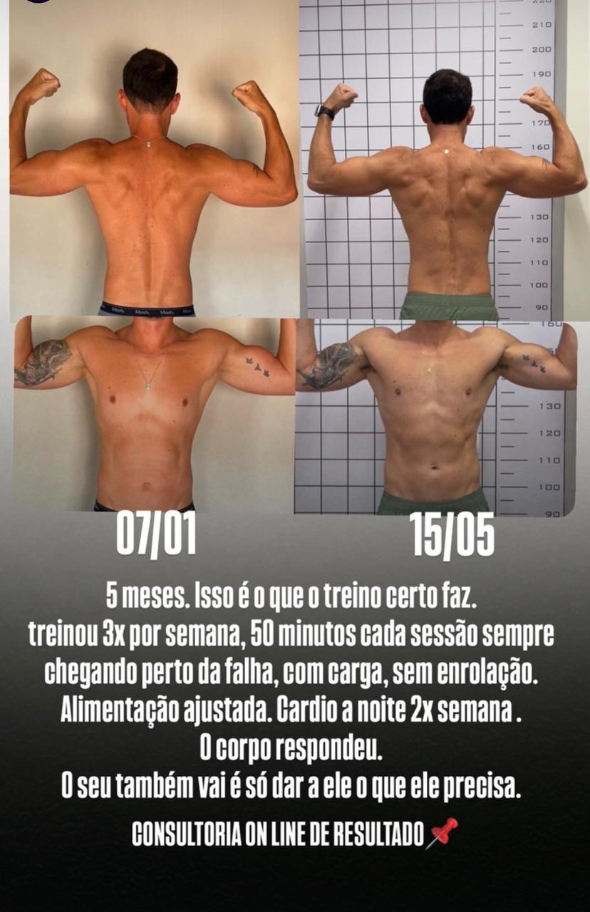 Transformação real de aluno, 5 meses, costas definidas