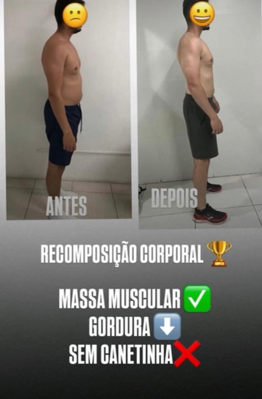 Transformação real de aluno, Recomposição corporal, sem canetinha