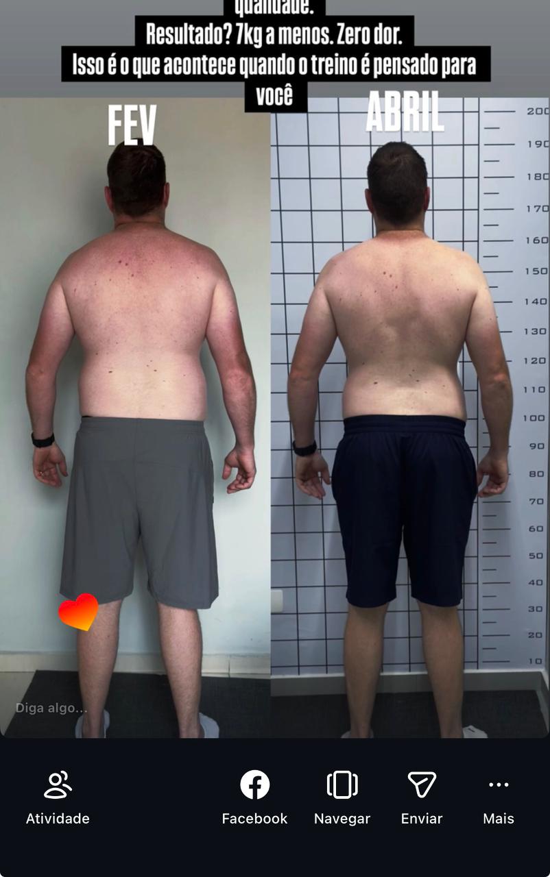 Transformação real de aluno, 7kg a menos, Fev , Abril
