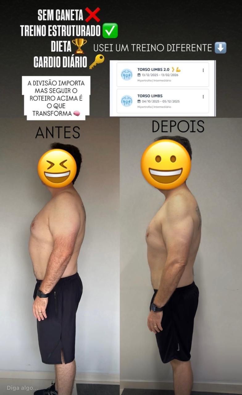 Transformação real de aluno, Treino estruturado, lateral