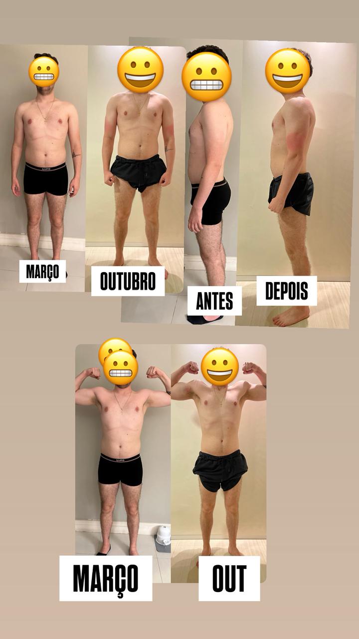 Transformação real de aluno, Colagem completa, Março , Outubro